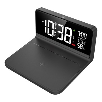 LED Äratuskell LCD ekraaniga ja juhtmevaba laadimine Qi LED/10W/230V