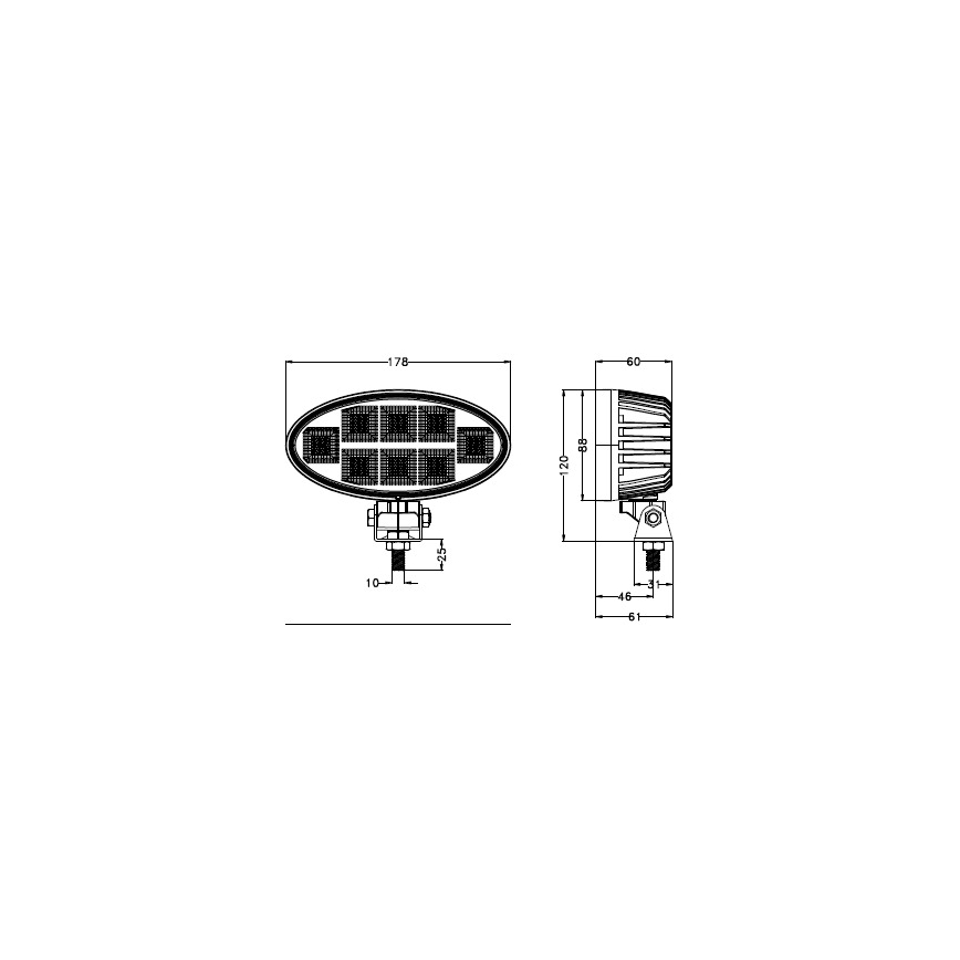 LED Auto kaugtuled BLACK LED/160W/10-30V IP69 5700K ovaalne