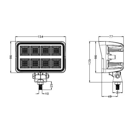 LED Auto kaugtuled BLACK LED/160W/10-30V IP69 5700K ristkülik