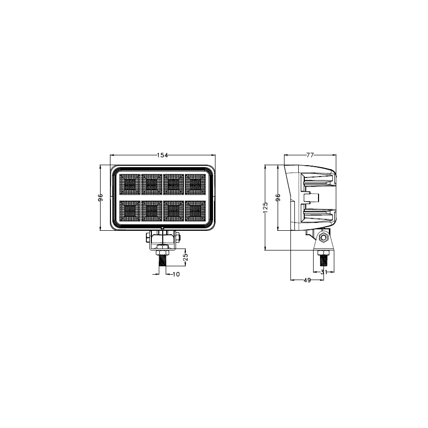 LED Auto kaugtuled BLACK LED/160W/10-30V IP69 5700K ristkülik