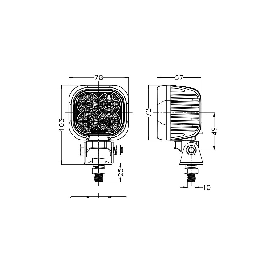 LED Auto kaugtuled BLACK LED/40W/10-30V IP69 5700K kandiline
