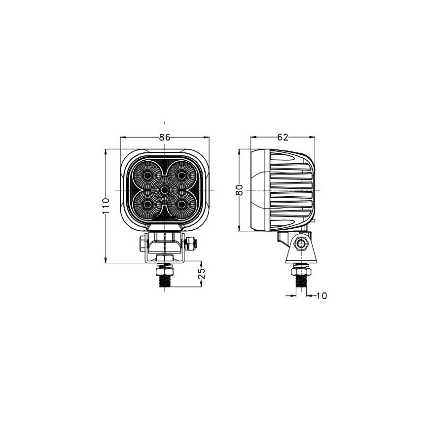 LED Auto kaugtuled BLACK LED/50W/10-30V IP69 5700K kandiline