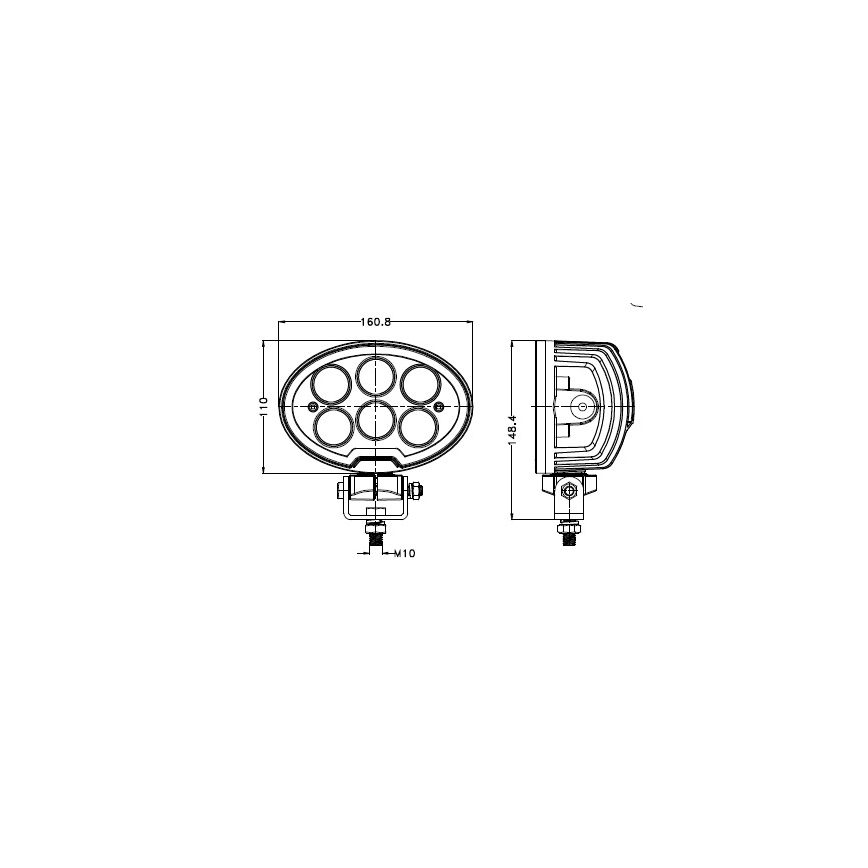 LED Auto kaugtuled BLACK LED/60W/10-30V IP69 5700K ovaalne