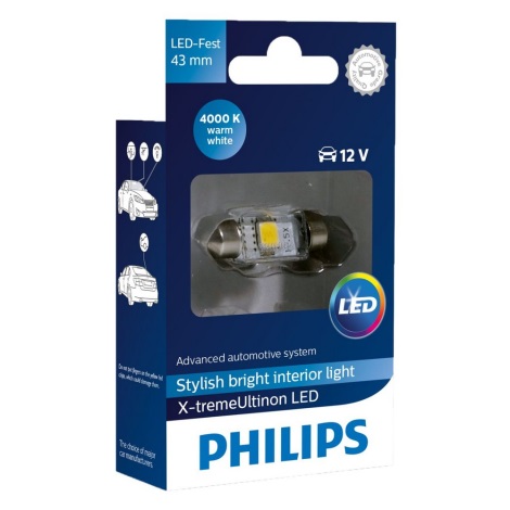 LED Autopirn Philips X-TREME VISION 129454000KX1 C5W SV8,5/1W/12V 4000K