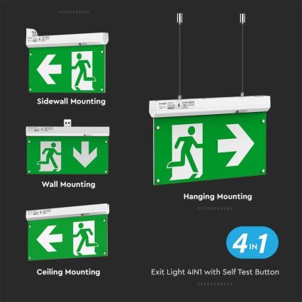 LED Avariivalgusti EMERGENCY EXIT LED/2,5W/230V 4-ühes 6000K