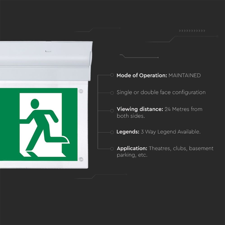 LED Avariivalgusti EMERGENCY EXIT SAMSUNG CHIP LED/2W/230V 6000K