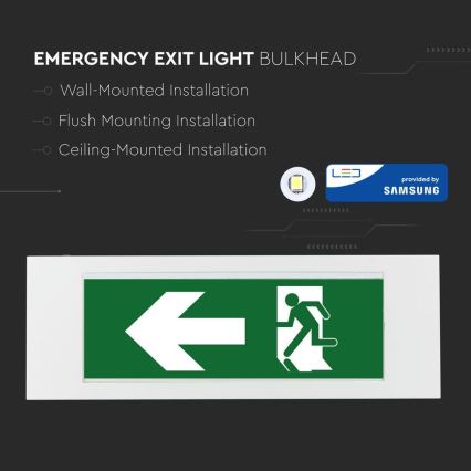 LED Avariivalgusti EMERGENCY EXIT SAMSUNG CHIP LED/3,8W/230V 6000K