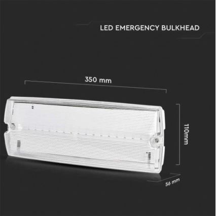 LED Avariivalgusti tavalise funktsionaalsustestiga EMERGENCY EXIT LED/3W/230V 6400K IP65