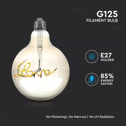 LED Dekoratiivne pirn FILAMENT G125 E27/5W/230V 2200K