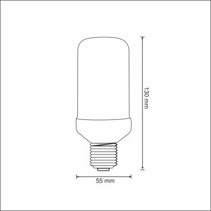 LED Dekoratiivne pirn FLAME T60 E27/3W/230V 1400K