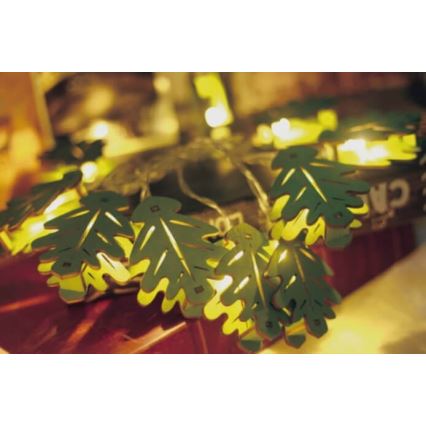 LED Dekoratiivne valguskett 10xLED/2xAA 1,65m tammeleht