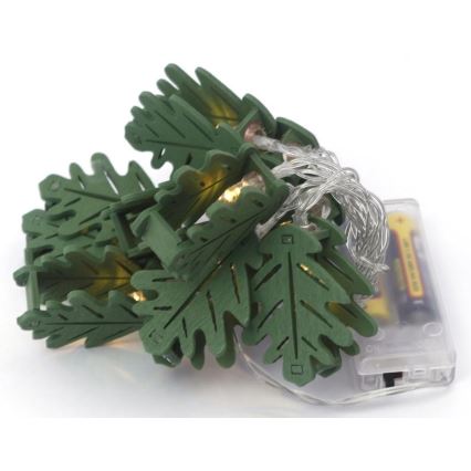 LED Dekoratiivne valguskett 10xLED/2xAA 1,65m tammeleht
