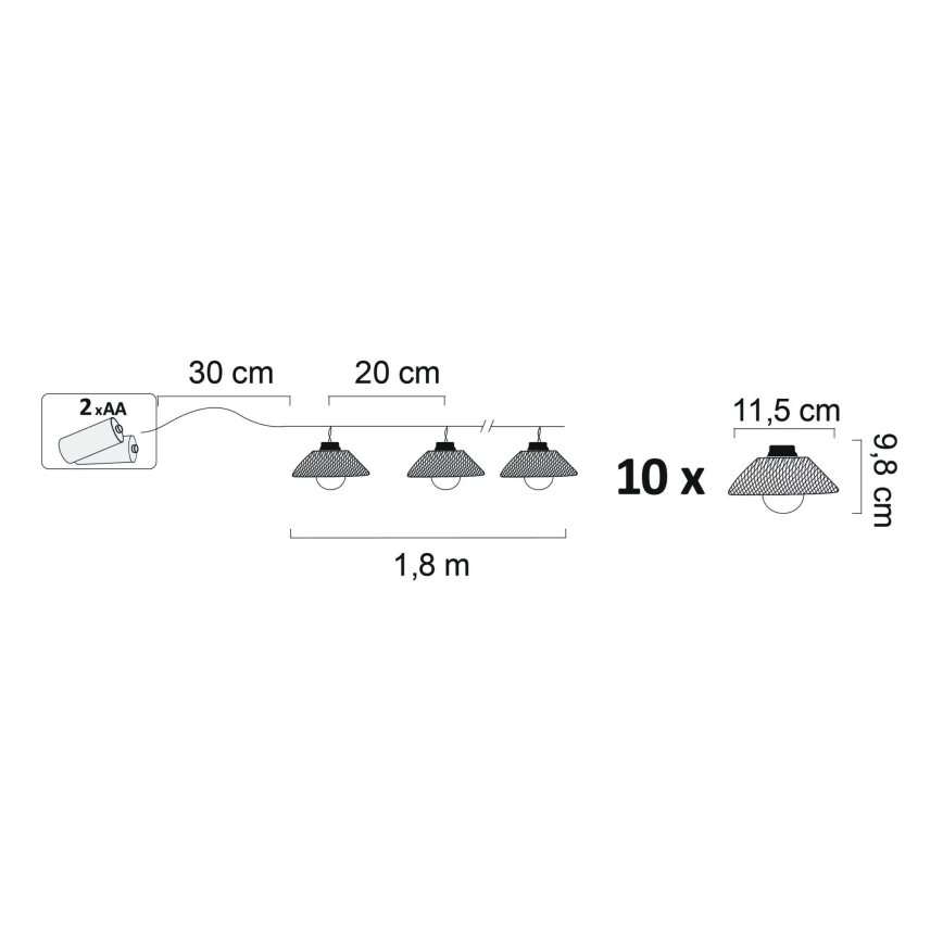 LED Dekoratiivne valgusti ASTRA 10xLED/2xAA