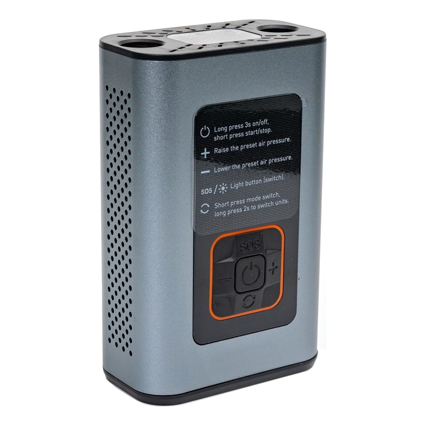 LED Digitaalne taskukompressor 3-ühes 4000 mAh 5W must