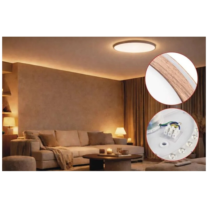 Hämardatav LED laelamp ILVI LED/30W/230V 2700-6500K läbimõõt 40 cm puitviimistlus + kaugjuhtimispult
