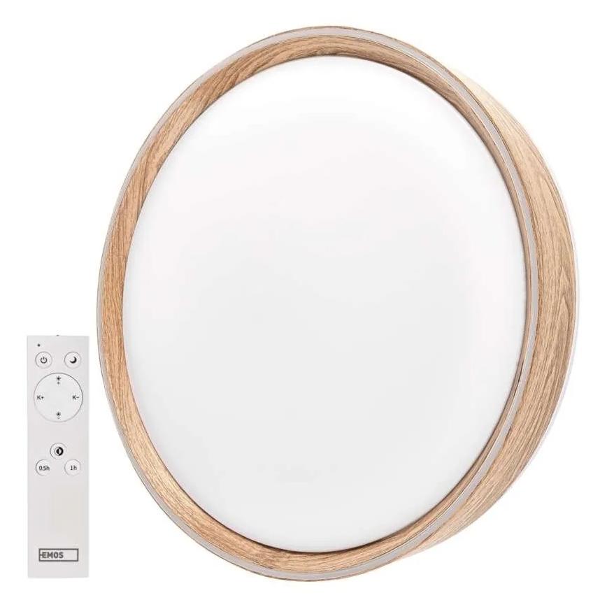 Hämardatav LED laelamp ILVI LED/30W/230V 2700-6500K läbimõõt 40 cm puitviimistlus + kaugjuhtimispult