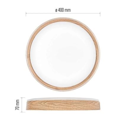 Hämardatav LED laelamp ILVI LED/30W/230V 2700-6500K läbimõõt 40 cm puitviimistlus + kaugjuhtimispult