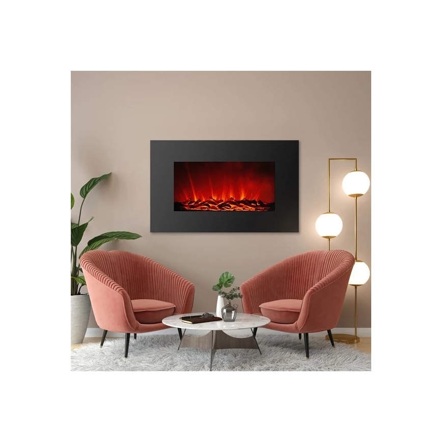 LED Elektrikamin koos küttega seinale LED/2000W/230V 56x88 cm