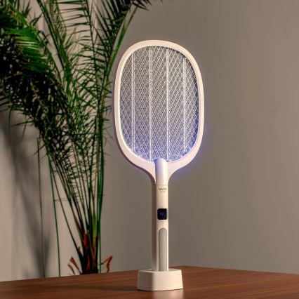 LED Elektriline putukalõks 2in1 LCD ekraaniga 1200 mAh/5V valge