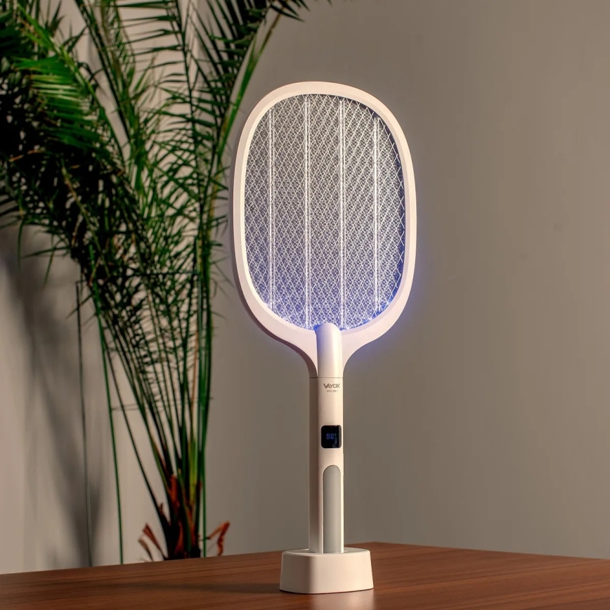LED Elektriline putukalõks 2in1 LCD ekraaniga 1200 mAh/5V valge