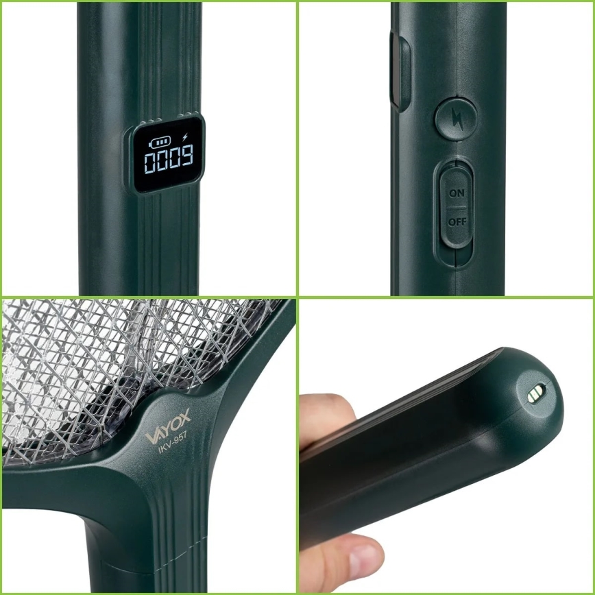 LED Elektriline putukapüüdja 2-ühes LCD-ekraaniga 1200 mAh/5V roheline