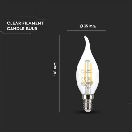 LED-filamentpirn E14/4W/230V 3000K