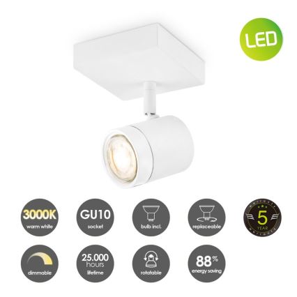 LED Hämardatav kohtvalgusti MANU 1xGU10/5,8W/230V valge