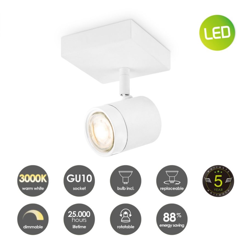 LED Hämardatav kohtvalgusti MANU 1xGU10/5,8W/230V valge