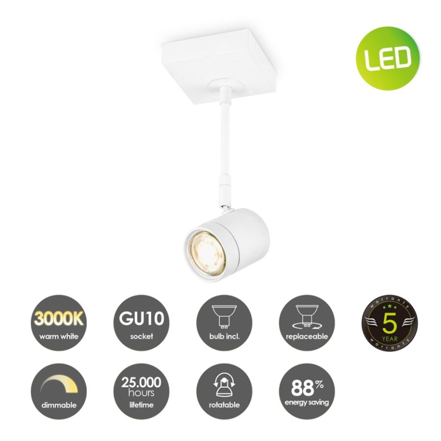 LED Hämardatav kohtvalgusti MANU 1xGU10/5,8W/230V valge