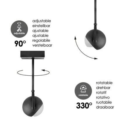 LED Hämardatav kohtvalgusti NOP 1xGU10/5,8W/230V must