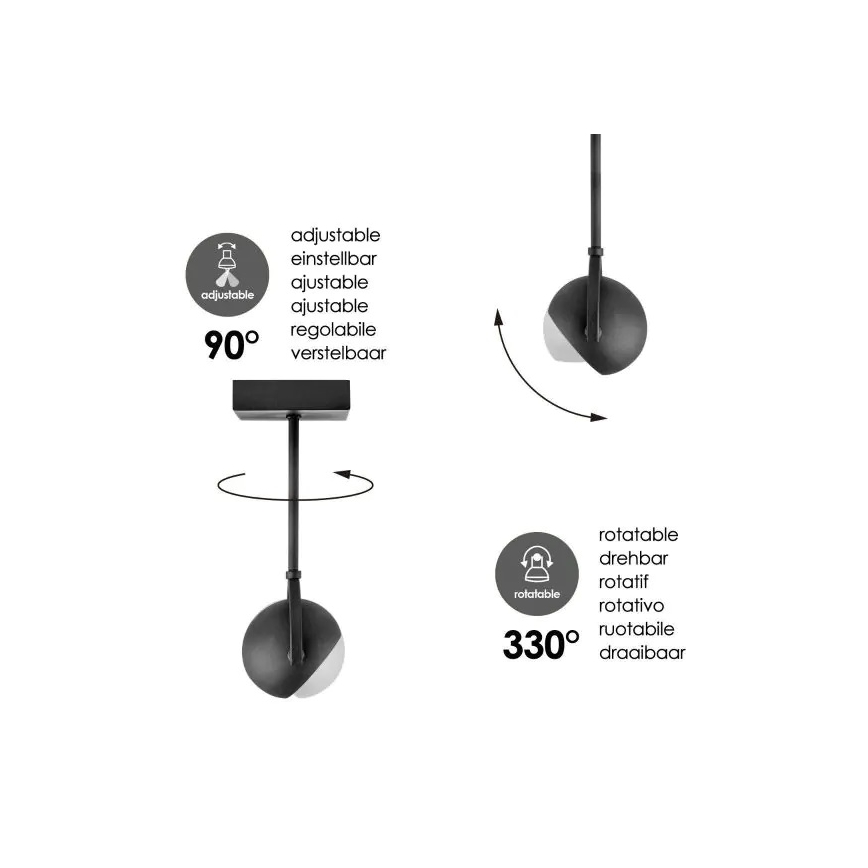 LED Hämardatav kohtvalgusti NOP 1xGU10/5,8W/230V must