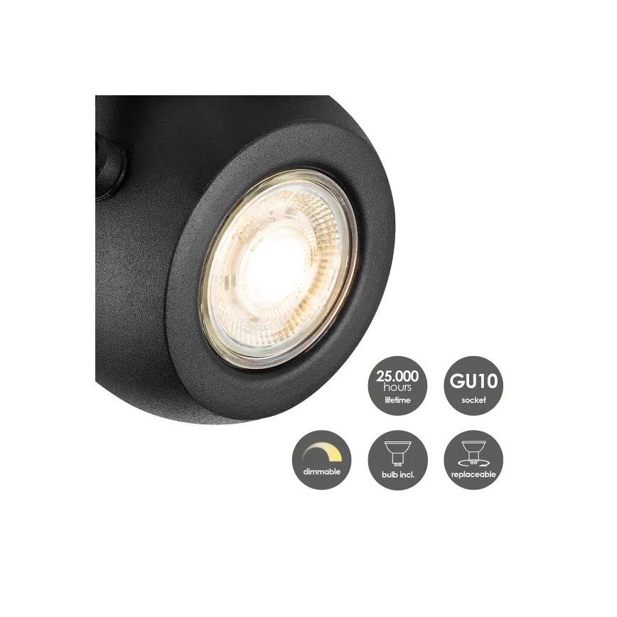 LED Hämardatav kohtvalgusti NOP 1xGU10/5,8W/230V must