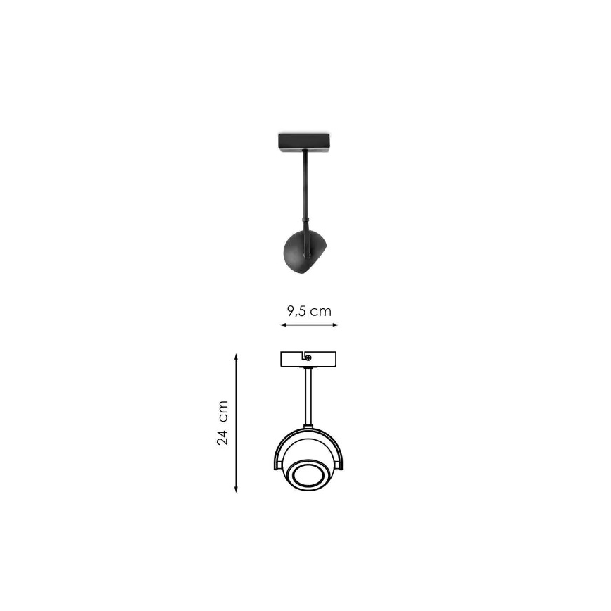 LED Hämardatav kohtvalgusti NOP 1xGU10/5,8W/230V must