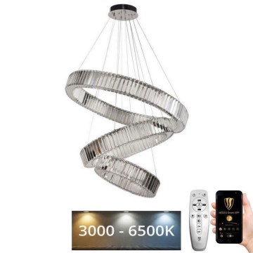 LED Hämardatav kristall-lühter LED/115W/230V 3000-6500K läikiv kroom + kaugjuhtimispult