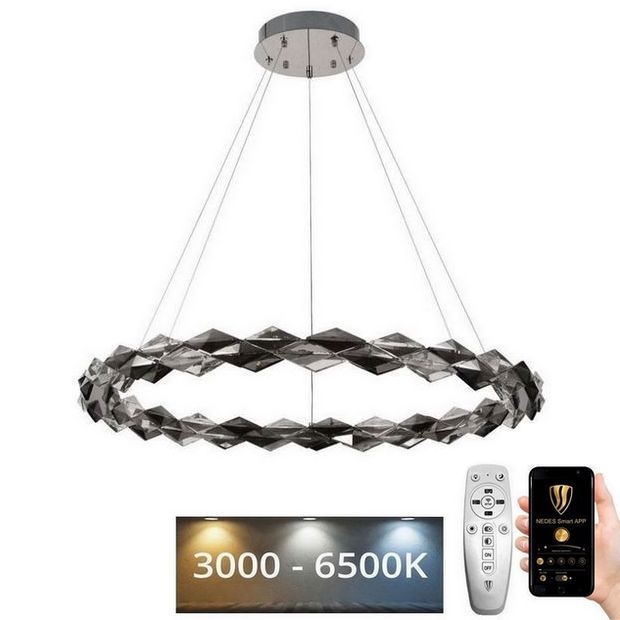 LED Hämardatav kristall-lühter LED/55W/230V 3000-6500K läikiv kroom + kaugjuhtimispult
