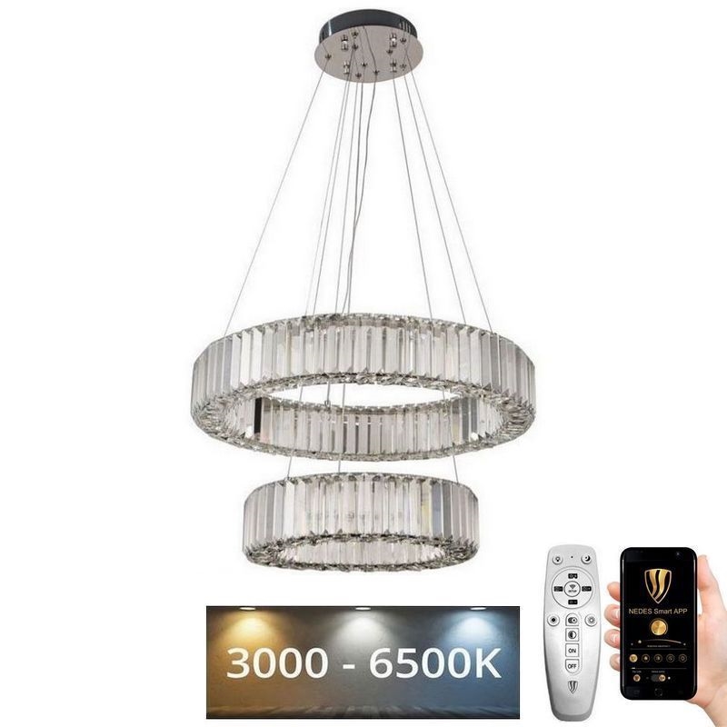 LED Hämardatav kristall-lühter LED/65W/230V 3000-6500K läikiv kroom + kaugjuhtimispult