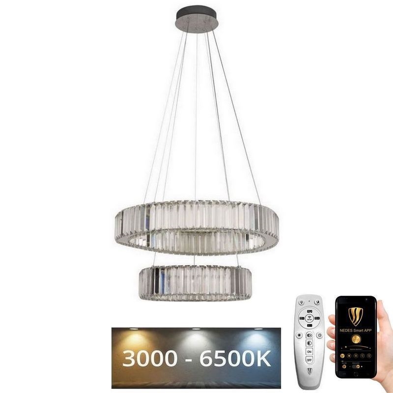 LED Hämardatav kristall-lühter LED/65W/230V 3000-6500K läikiv kroom + kaugjuhtimispult