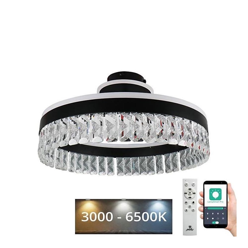 LED Hämardatav kristall pinnale kinnitatav lühter LED/75W/230V 3000-6500K must + kaugjuhtimispult