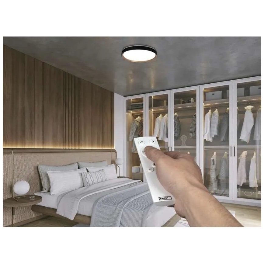 Hämardatav LED-laelamp ILVI LED/45W/230V 2700-6500K läbimõõt 50 cm must/beež + kaugjuhtimispult