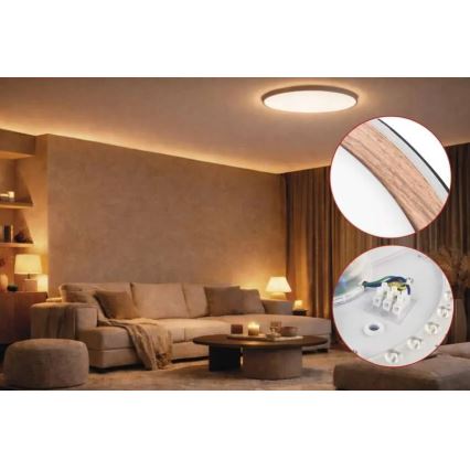 Hämardatav LED-laelamp ILVI LED/45W/230V 2700-6500K läbimõõt 50 cm must/beež + kaugjuhtimispult