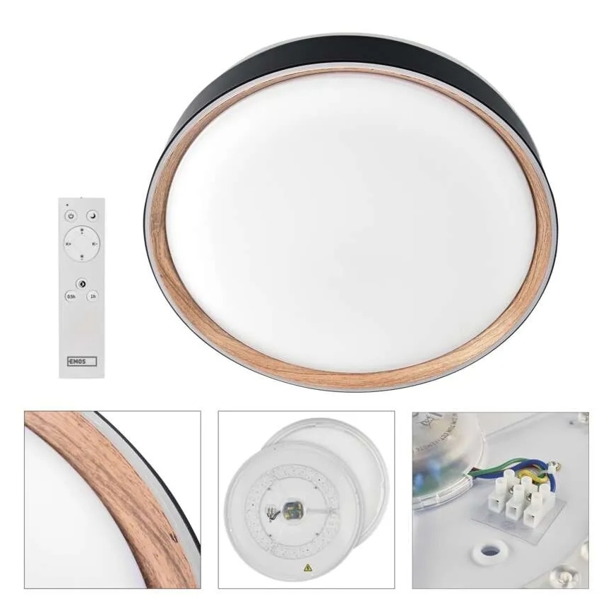 Hämardatav LED-laelamp ILVI LED/45W/230V 2700-6500K läbimõõt 50 cm must/beež + kaugjuhtimispult
