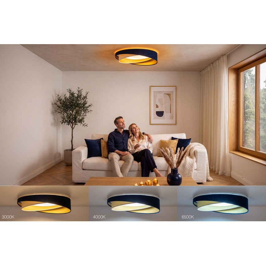 Hämardatav LED-laelamp SMART GALAXY MODERN LED/24W/230V 3000-6500K läbimõõt 55 cm sinine/valge/kuldne + kaugjuhtimispult