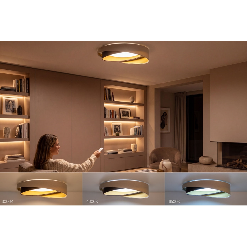 Hämardatav LED-laelamp SMART GALAXY MODERN LED/24W/230V 3000-6500K läbimõõt 55 cm beež/pruun/kuldne + kaugjuhtimispult