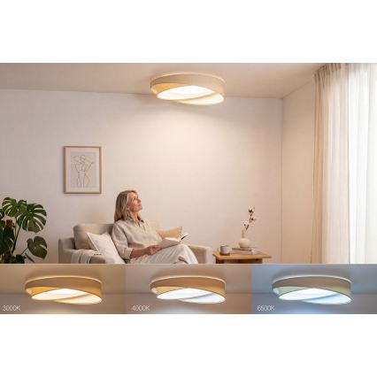 Hämardatav LED-laevalgusti SMART GALAXY MODERN LED/24W/230V 3000-6500K Ø 55 cm kreemjas/valge + kaugjuhtimispult