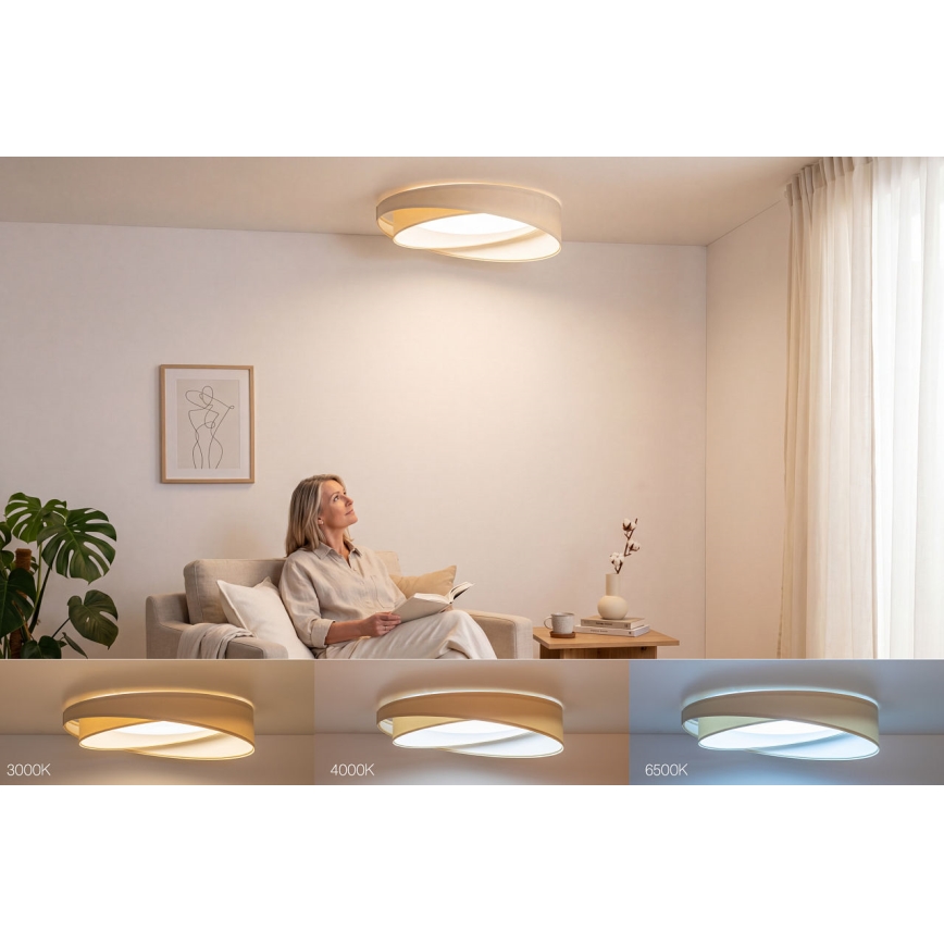 Hämardatav LED-laevalgusti SMART GALAXY MODERN LED/24W/230V 3000-6500K Ø 55 cm kreemjas/valge + kaugjuhtimispult