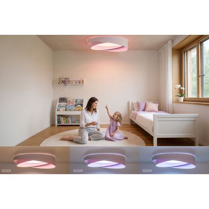 Hämardatav laelamp SMART GALAXY MODERN LED/24W/230V 3000-6500K läbimõõt 55 cm valge/lilla + kaugjuhtimispult