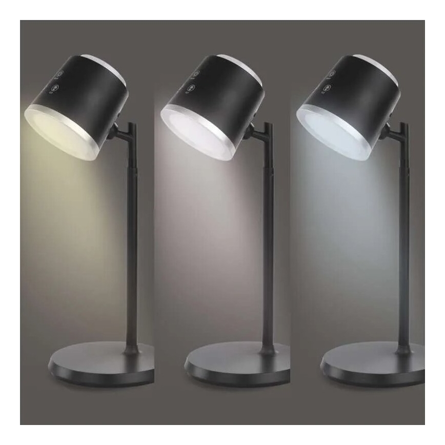 LED Hämardatav laetav laualamp 4-ühes LED/6W/3,7V 3000K/4000K/6500K 1500mAh must