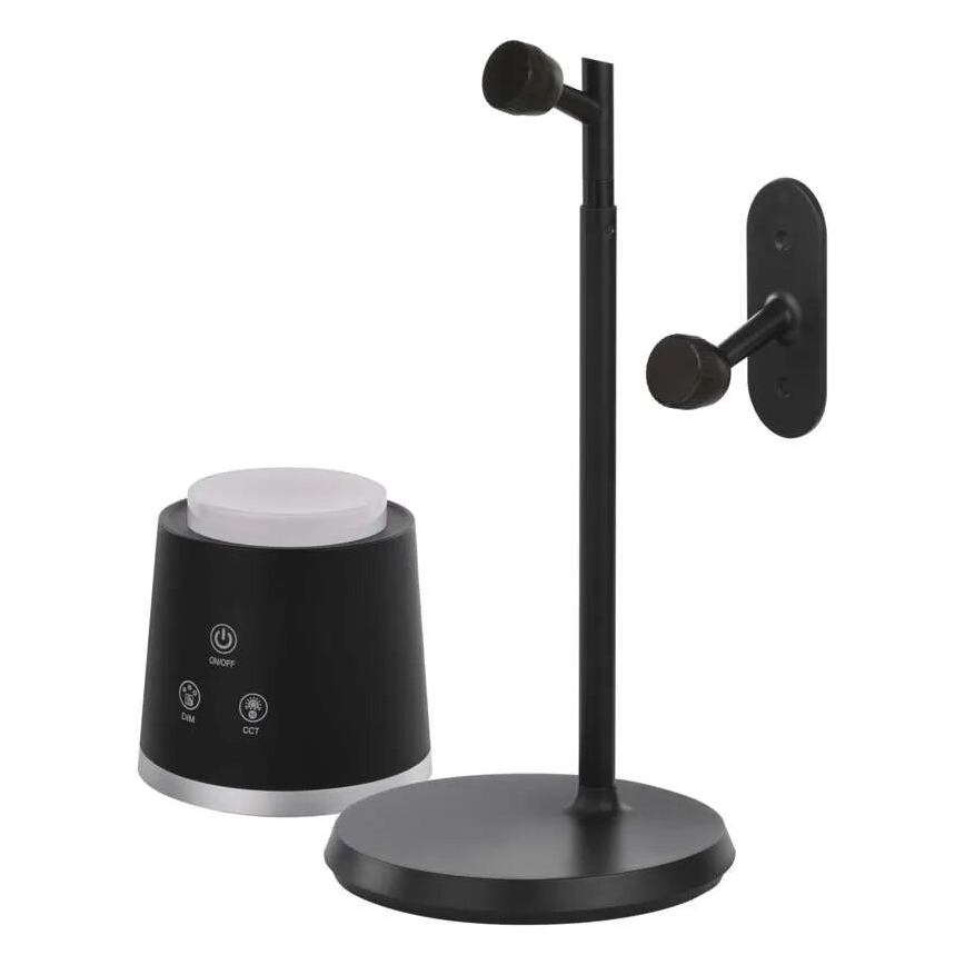 LED Hämardatav laetav laualamp 4-ühes LED/6W/3,7V 3000K/4000K/6500K 1500mAh must