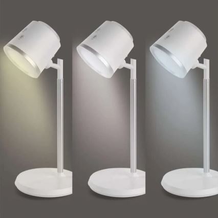 LED Hämardatav laetav laualamp 4-ühes LED/6W/3,7V 3000K/4000K/6500K 1500mAh valge