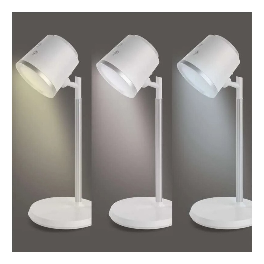 LED Hämardatav laetav laualamp 4-ühes LED/6W/3,7V 3000K/4000K/6500K 1500mAh valge